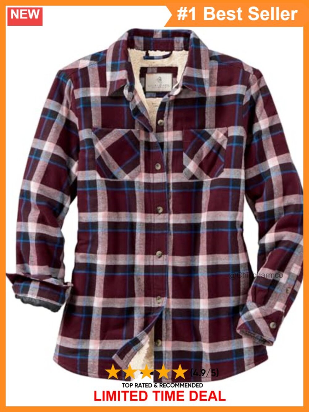Sherpa Lined Plaid Flannel Shacket Quilted Sleeve Shirt Jacket
